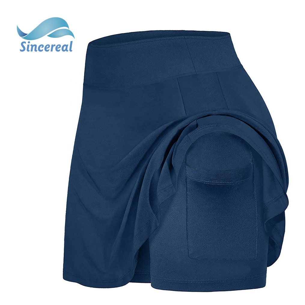 2021 custom high quality sportswear breathable high waist tennis skirt with pockets for women