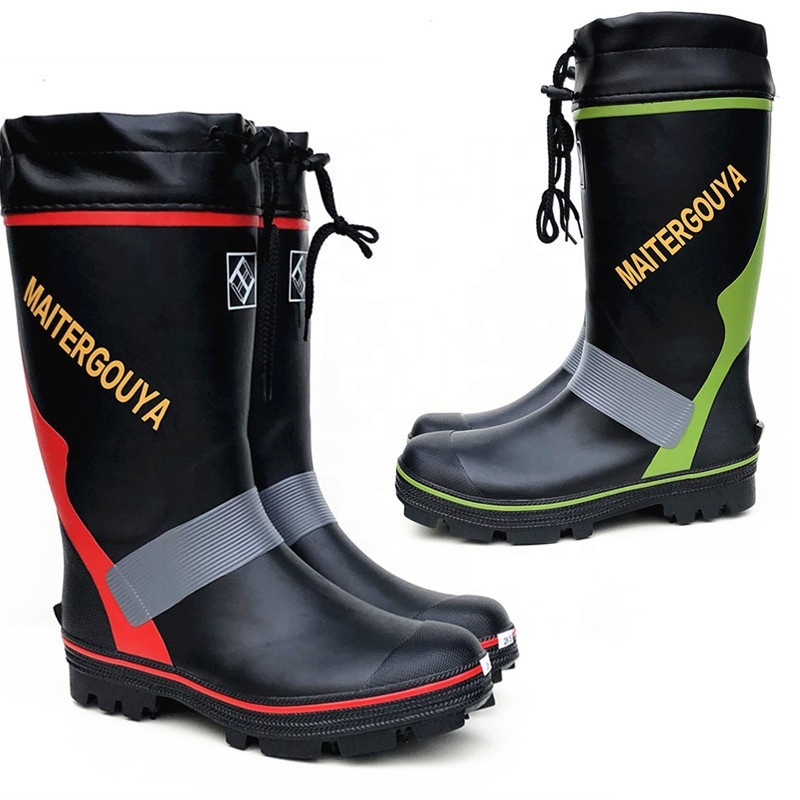 Rubber Low Top Anti-Skid Waterproof Medium Rain Boots Foam Knee-high Bootes For men Rubber Shoes Outdoor Shoes with spikes sole