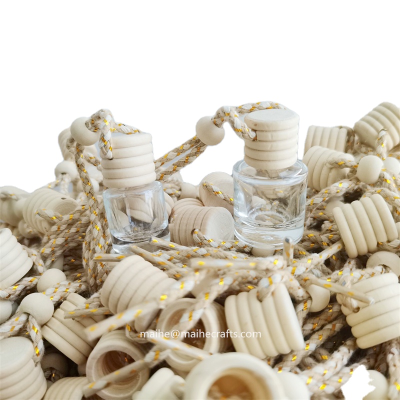 wood cap with cotton rope car perfume glass bottle wooden cap
