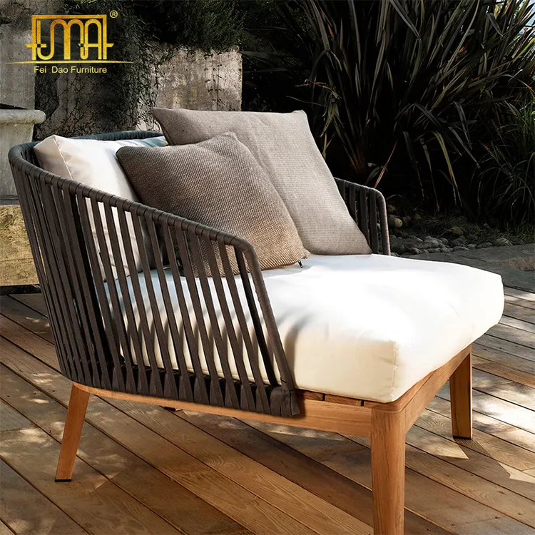 outdoor furniture custom size teak frame wicker rattan patio sofa set
