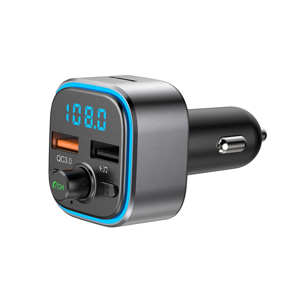AGETUNR T32 Bluetooth V5.0 автомобильный комплект U диск/SD карта QC3.0 зарядное устройство Громкая связь стерео FM-передатчик MP3-плеер световой эффект-серый