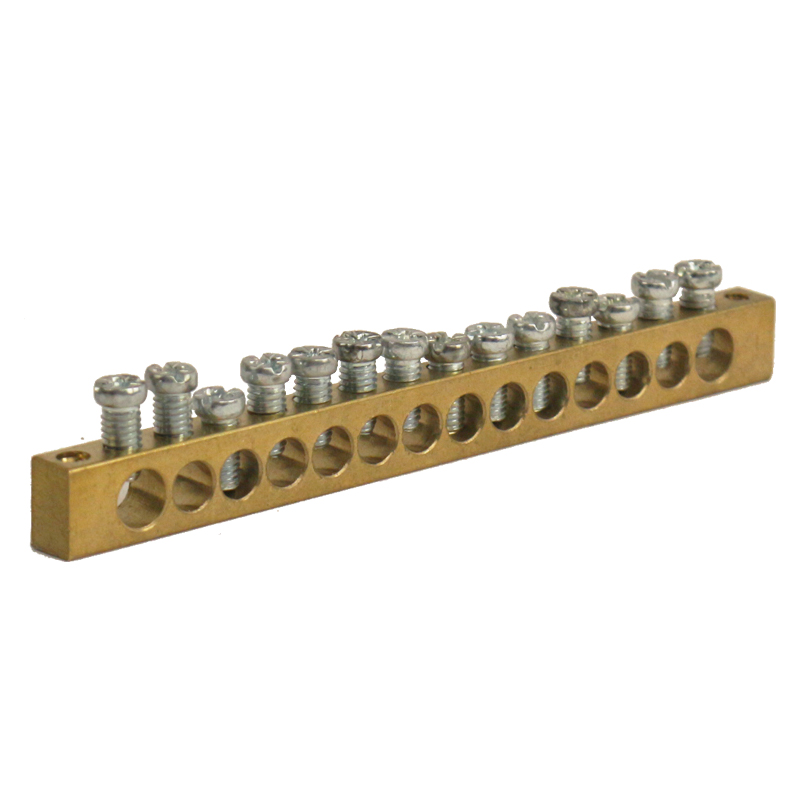 Copper Ground Bar 14 Holes Earth Terminal Block Wire Screw Terminal Brass Electrical Neutral Link