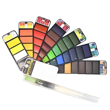 Superior 42 colors Foldable Solid Watercolor Paint Set for Drawing