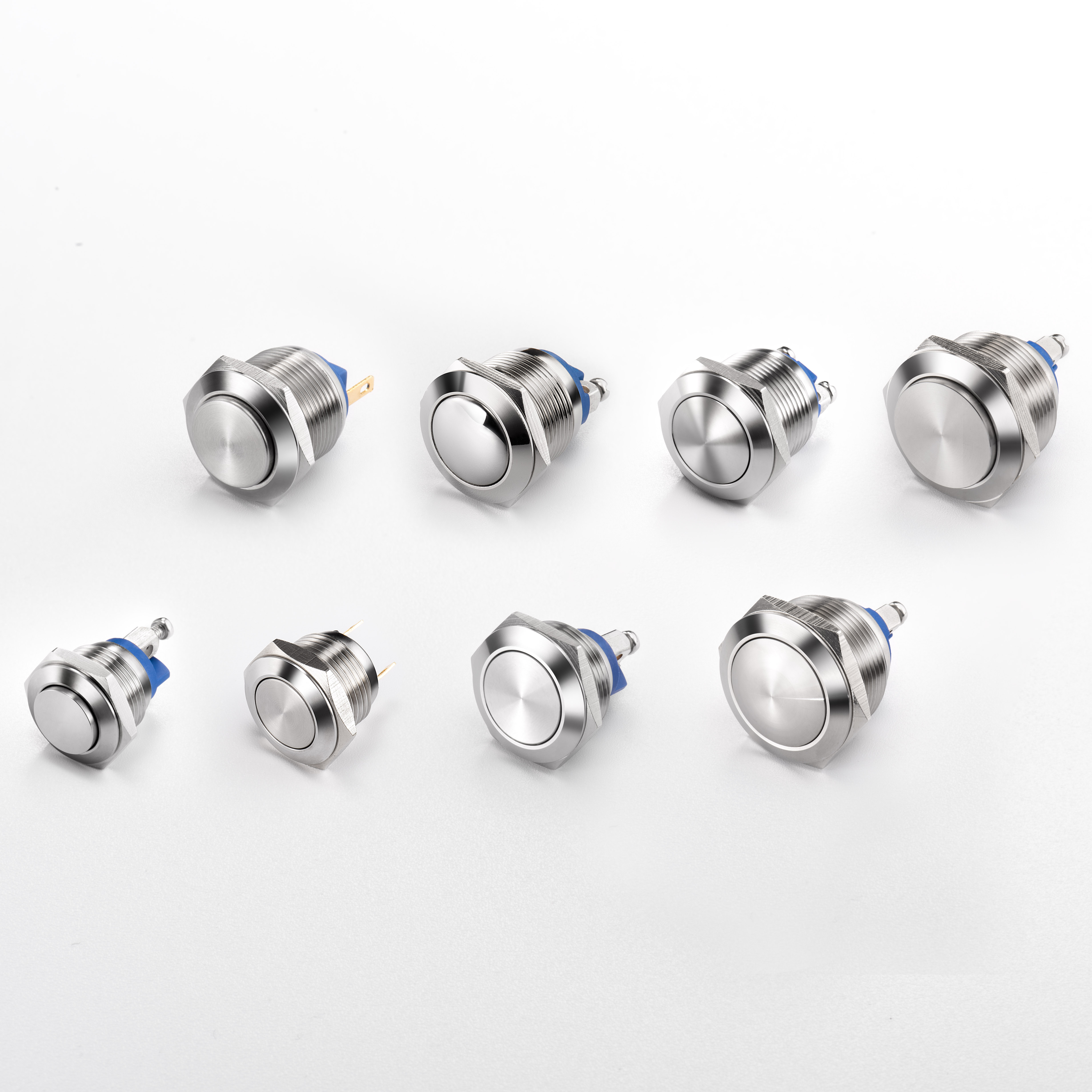 Well Made 16mm Nickel Plated Brass Normal Open Waterproof IP65 Push Button Switch 2 Pin