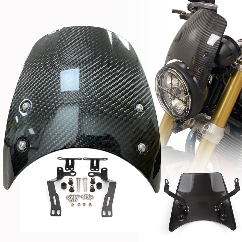 For BMW R Nine T RNineT 9T 14-19 Windshield Windscreen Deflector Motorcycle True Carbon Fiber Headlight Fairing Instrument Visor