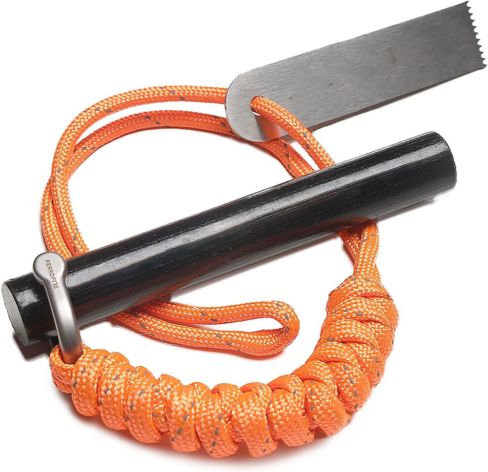 HOT Wood Handle Ferrocerium Flint Fire Starter Outdoor Fire Stater Flint Steel Handle Spark rod containing 7 rare metal alloys