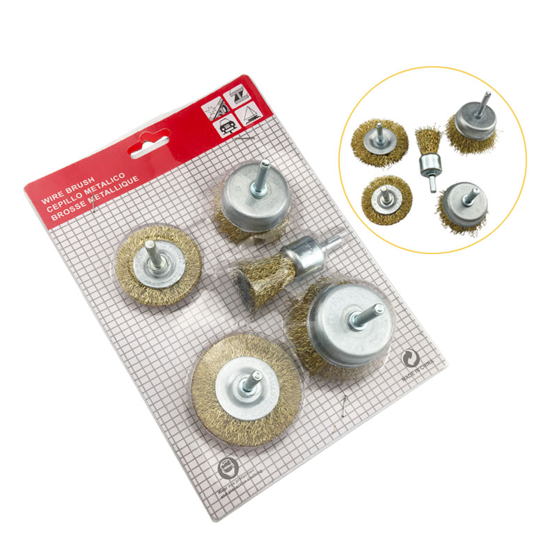 5PCS Steel Wire Brush Wheels Bowl-Shaped Brass Pen Type T-Type Hardware Tools