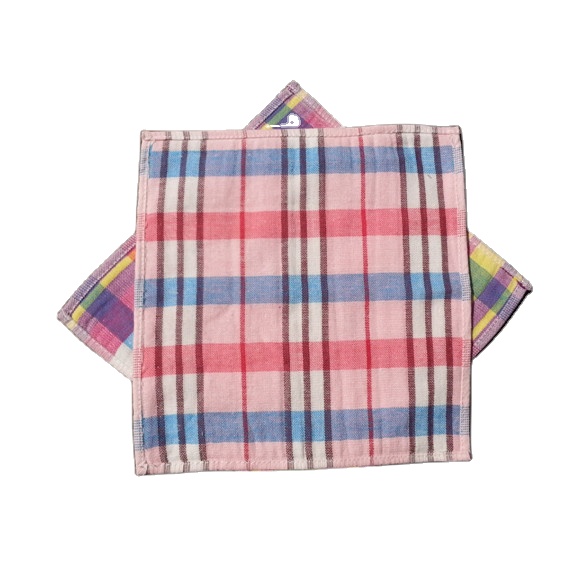 Factory Custom Personalised lattice Printed 100% Cotton Handkerchiefs Square towel