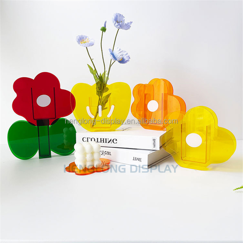 High End Manufacturing Customized Home Decoration Acrylic Flower Vase Colorful Vase