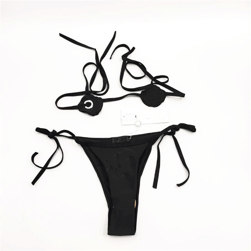 Летние дизайнерские модные дышащие дизайнерские купальники Bikni с вышитыми буквами для девочек из двух предметов