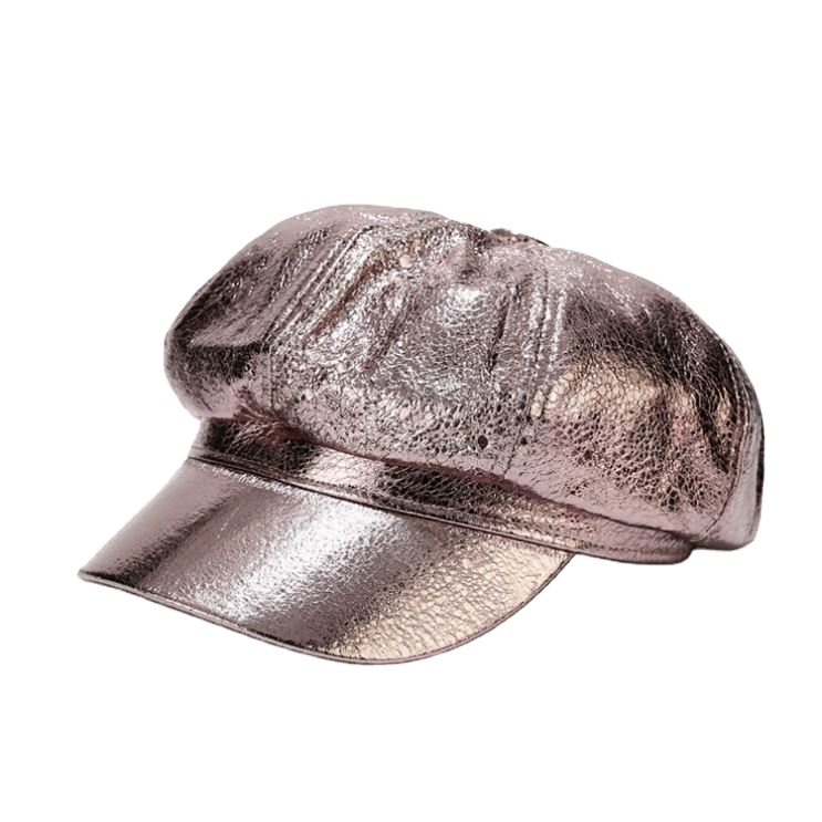 Fashion Wholesale Women Solid Color Custom Peaked Cap Autumn Retro PU Leather Ivy Painter Newsboy Caps
