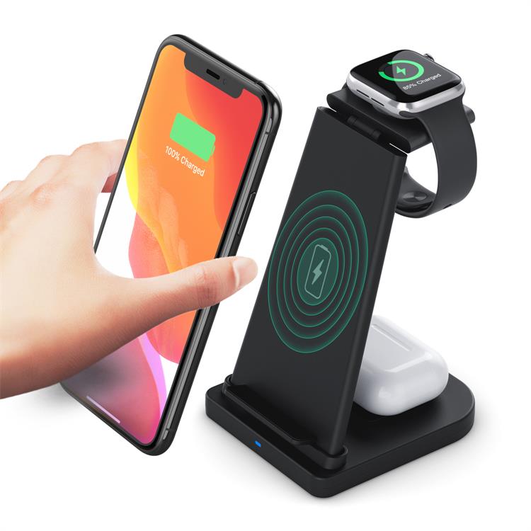 2021 3 in 1 Foldable Fast Charging Station 15W Qi Wireless Charger Stand 3 in one wireless charger for iPhone 12 Airpods iWatch