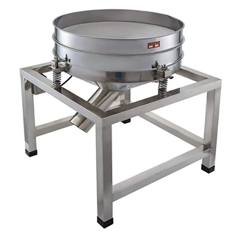 Automatic Powder Sifter Shaker Machine 300W Flour Sieve Machine Stainless Steel 2 Screens Industrial (Silver)