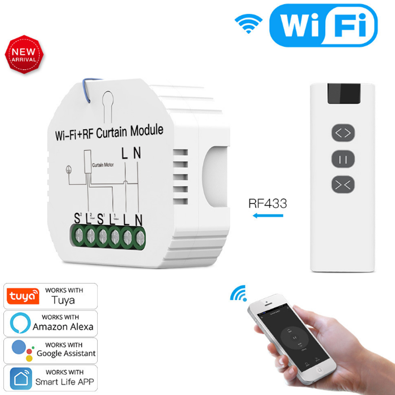 Модуль для штор Tuya WiFi + RF, выключатель для жалюзи, роликовый затвор, беспроводной пульт дистанционного управления Wi-Fi, модуль переключателя для штор