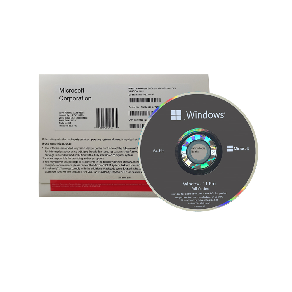 Win 11 pro OEM DVD английская версия отправка DHL 6 месяцев гарантии Лидер продаж ключ Win 11 pro OEM Полный пакет