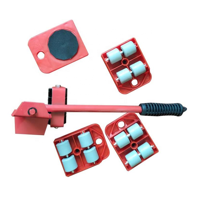 Furniture Lifter Shifter 360 Rotation Wheels Mover, Furniture Transport Hand Tool Set 5 Pcs for Safe and Easy Moving of Couches