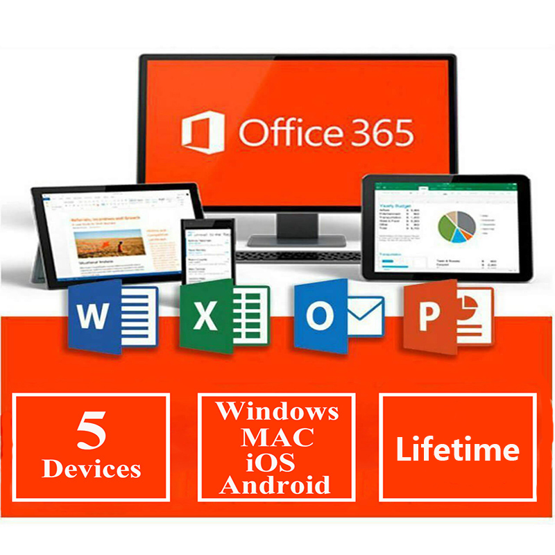 Microsoft Office 365 Бессрочная лицензия на 5 ПК и Mac Office 365 Pro Plus 100% учетная запись онлайн-активации + пароль