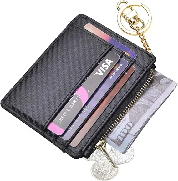 Slim Women Keychain Wallet RFID Credit Card Holder Mini Front Pocket Wallet Coin Purse