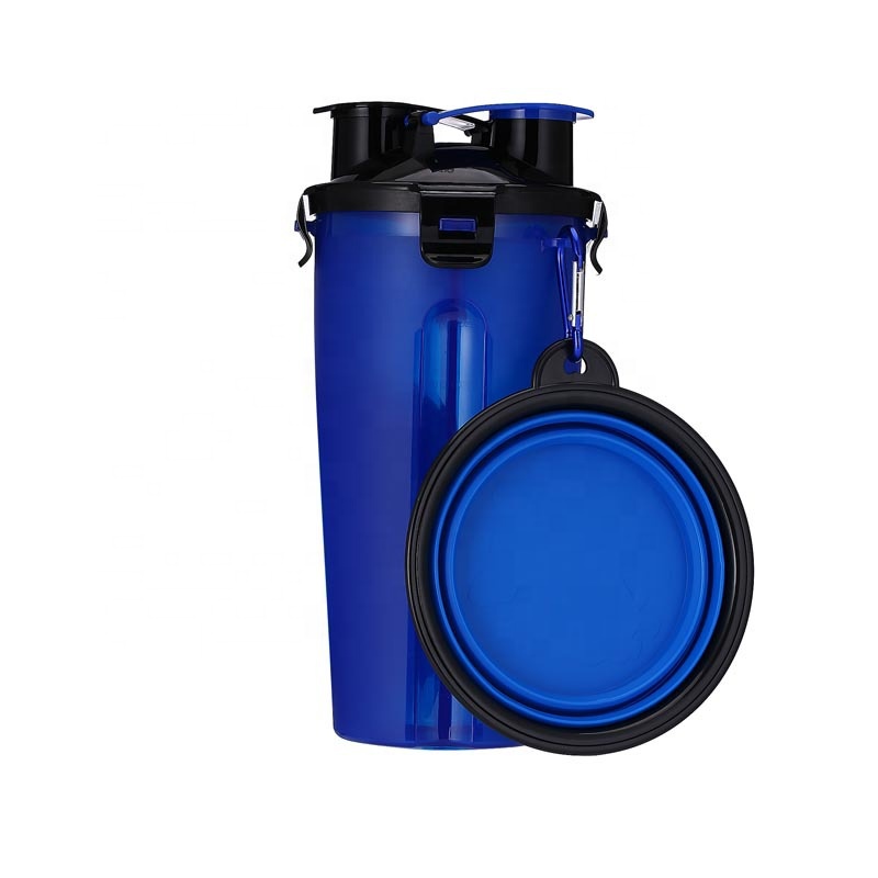 Dual Chambered Storage Travel Collapsible pet feeders Water bottle bowls Set