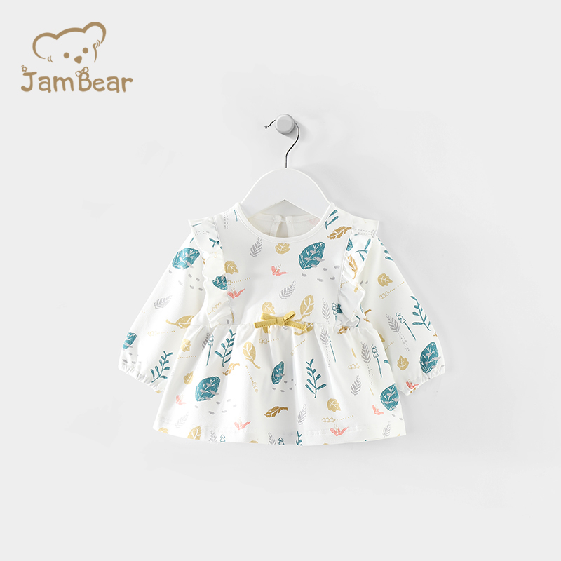 2021, модные платья для маленьких девочек JamBear из органического хлопка, платья для маленьких девочек, детская одежда