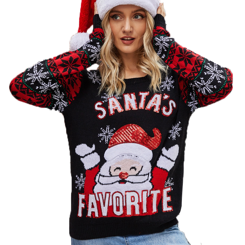 2021 custom christmas sweater knitting patterns pullover santa embroidered women and men funny couple sweater