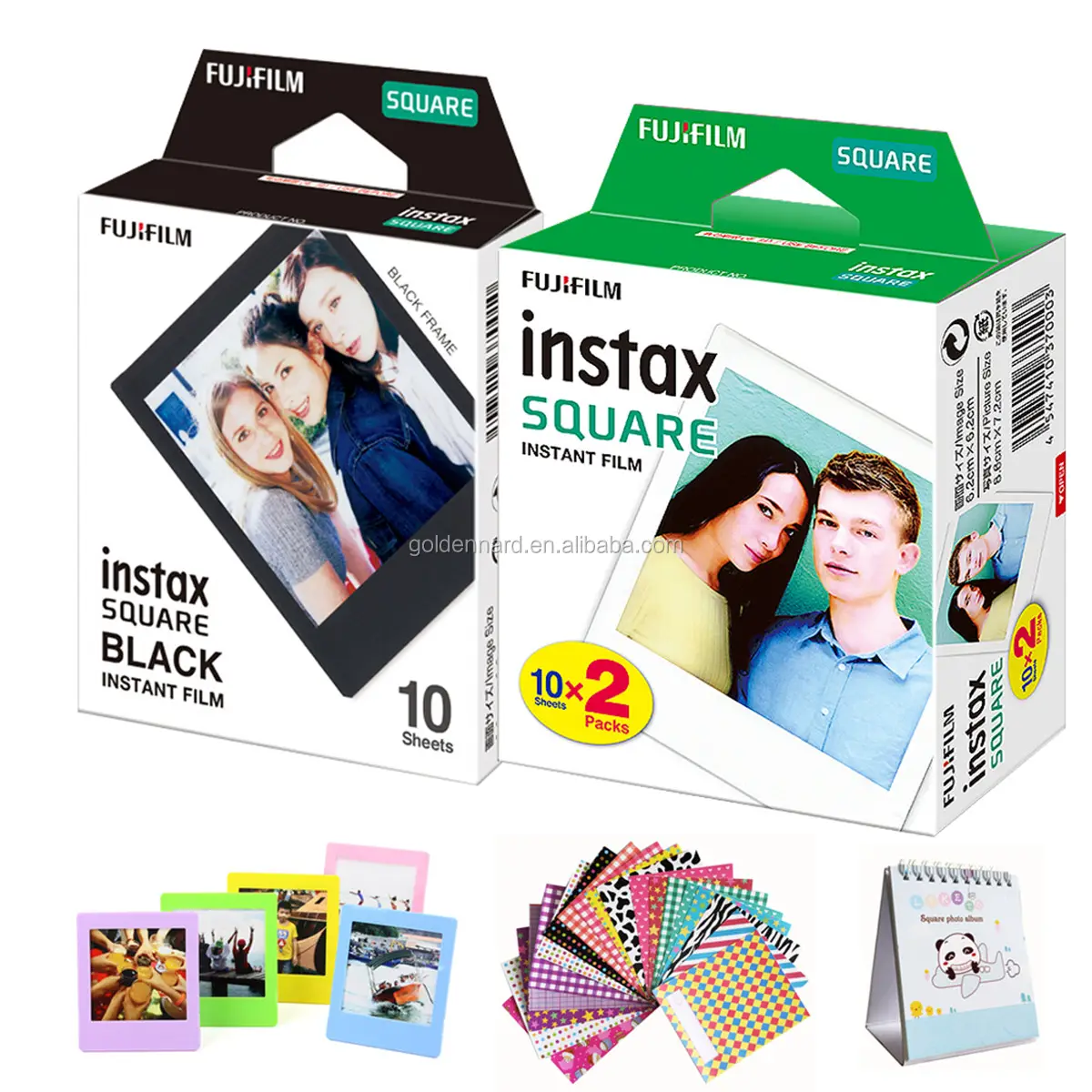FujiFilm Instax Square Instant Film 20 Photo Sheets White + 10 Sheets Black Edge- Compatible Compatible with FujiFilm Instax SQ