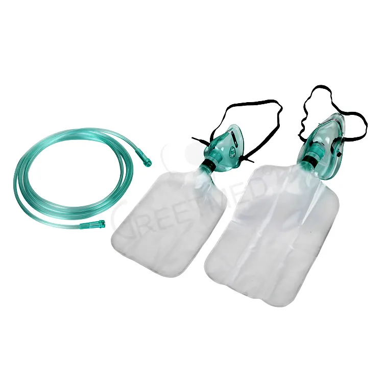 Cheap price medical non rebreathing oxygen face mask with reservoir bag 2m tubing