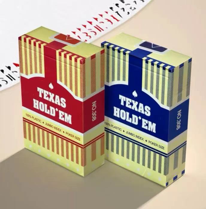 Texas Hold Em Pvc Big Font Word Gold Red Green Blue Sale 100% Plastic Custom Printing Poker Cards Playing Cards