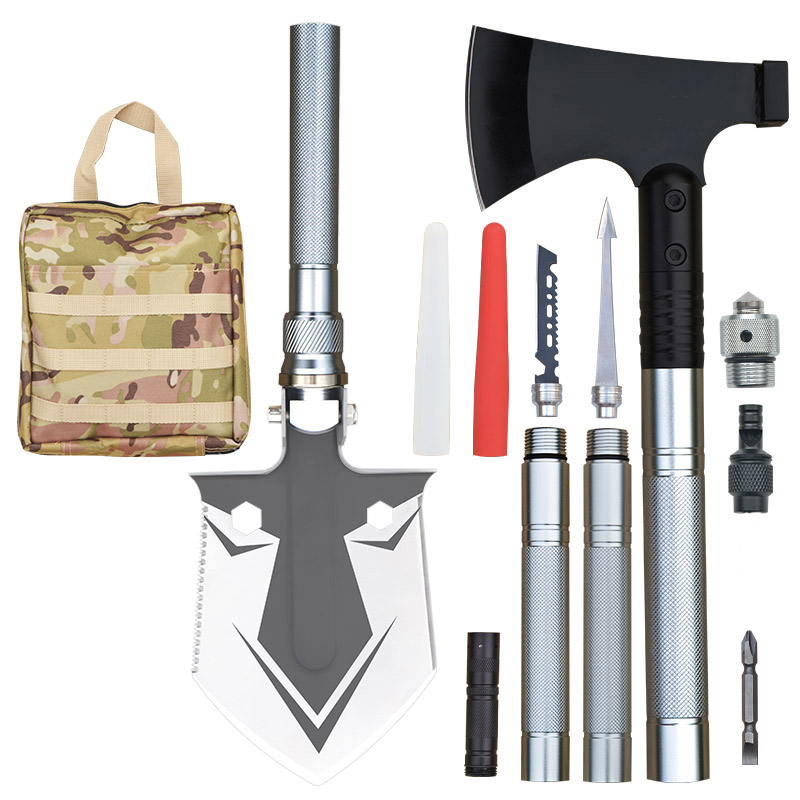 Survival Axe Shovel Amazon hot selling Car equipment Tactical Shovel Flash light Garden Gear Camping Equipment