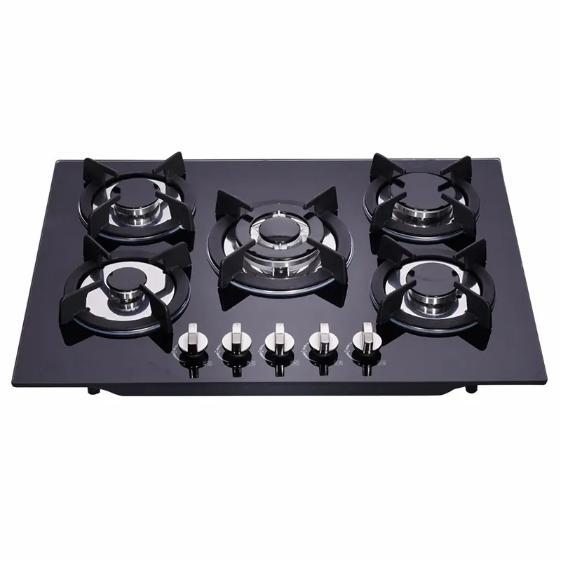 5 Burner China Gas Kitchen Stove Tempered Glass Cooktop Cooking Appliances