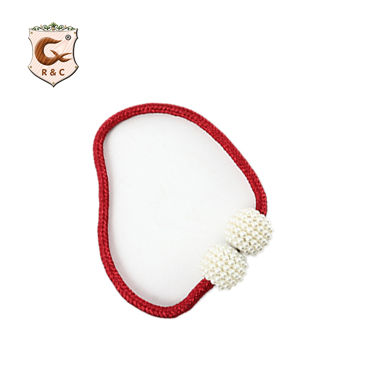 R&C 2021 Wholesale Magnetic Tieback Holder Decor Curtain Buckle, Luxury Gold Curtain Holdback With Pearls Accessories/