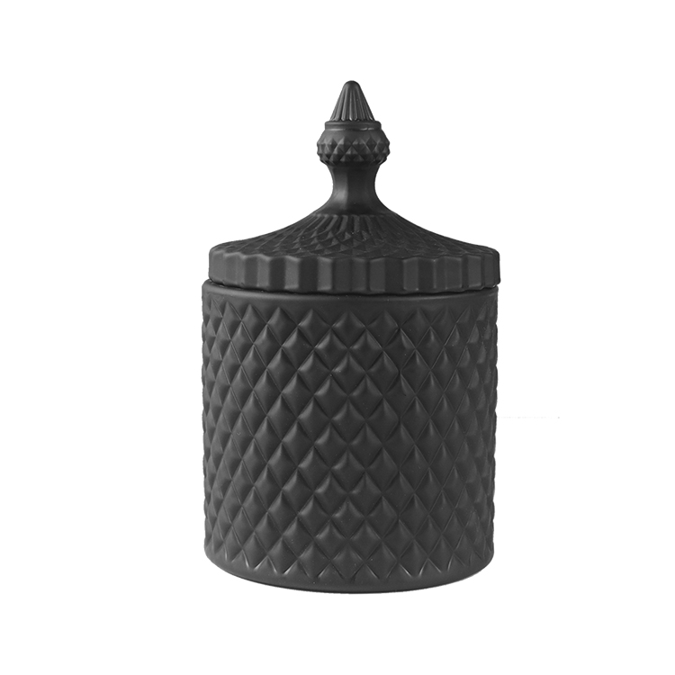 Wholesale candle tumbler 300ml empty glass matte black 10oz white candle jar
