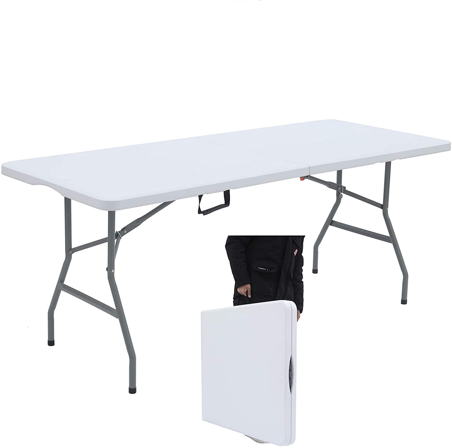 Factory direct selling outdoor 6ft portable handle bbq camping picnic easy folding dining plastic folding tables