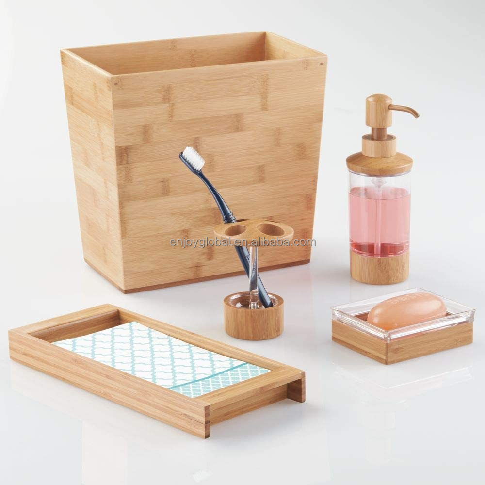 Rustic Brown Wood Bamboo Soap Stand, Sink Decor Small Tray Farmhouse Vintage Wood Riser, Kitchen Tray