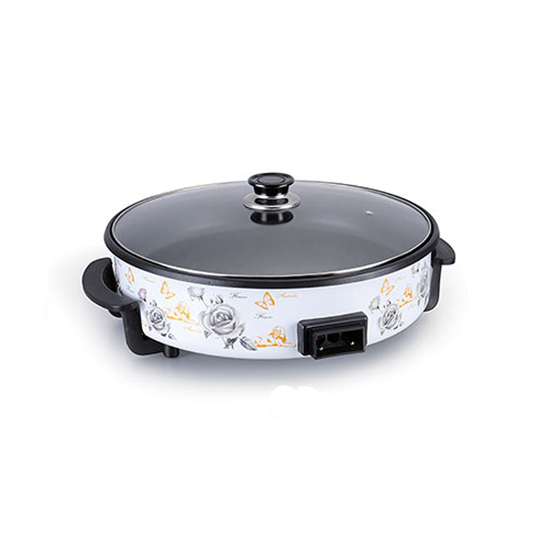 Electric Pizza Pan Skillet With Flower Painting