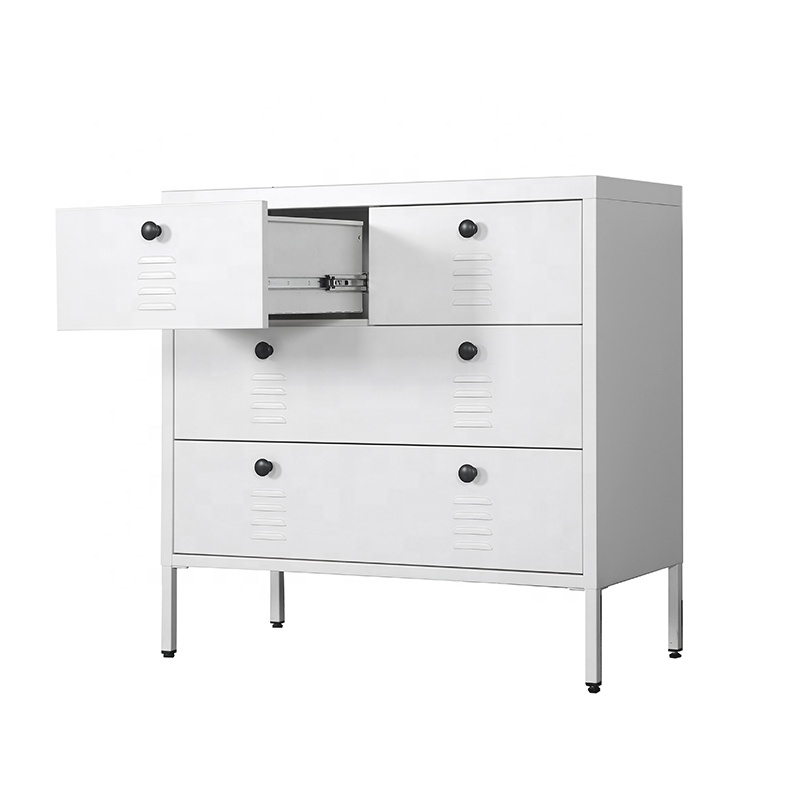 Metal 4 Drawers Bedside Living Room Furniture Steel Cosmetic Storage Chest Cabinet with Drawers for Bedroom