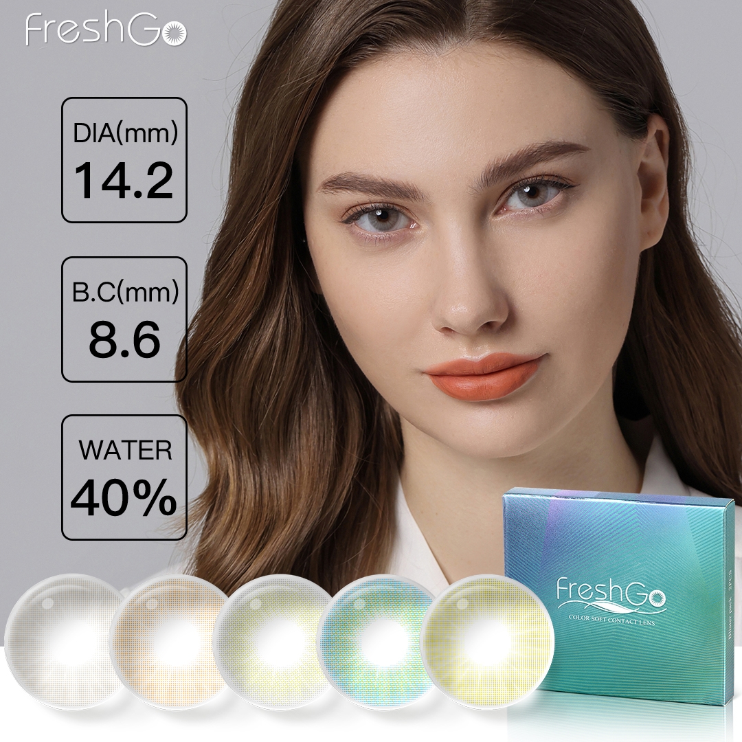 Цветные контактные линзы Freshgo, круглые контакты для глаз, натуральные косметические контактные линзы, оптовая продажа