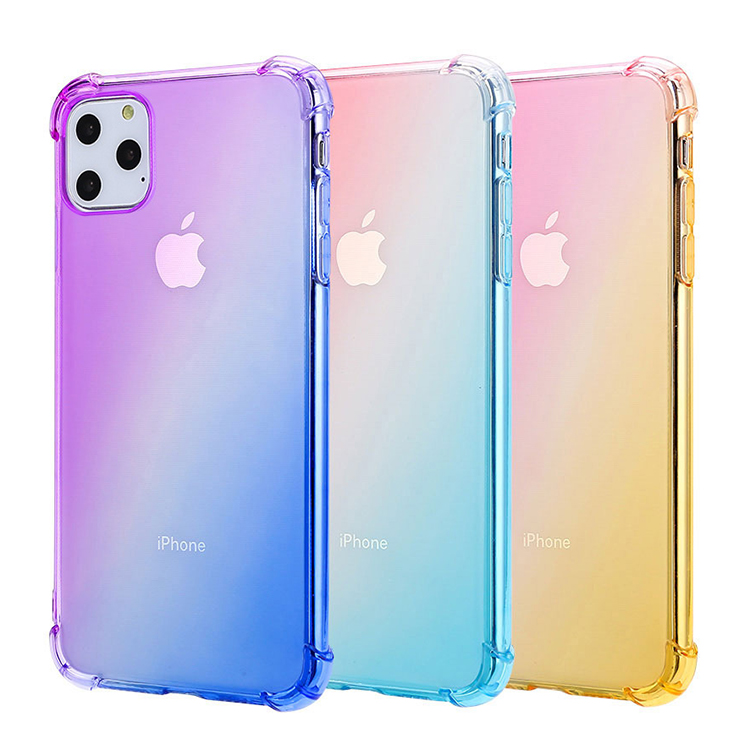 Чехлы для iPhone X XS 12, подушка безопасности, противоударный Тонкий чехол радужного цвета, для iPhone 11 12 Pro, градиентный чехол для телефона из ТПУ