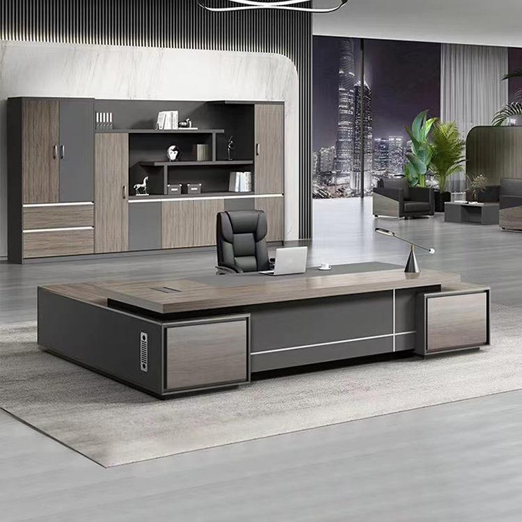 Executive Wooden L Shape Office Desks Modern CEO Office Desk Boss Luxurious Office Table