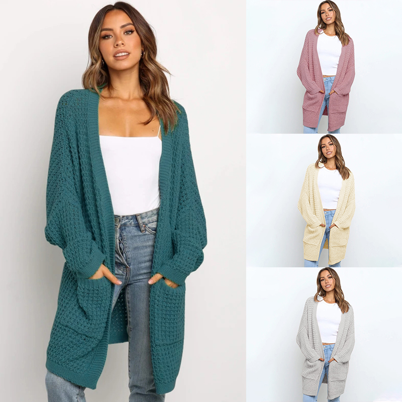 Merchant wholesale fashion cheap mid length hand knitting long sleeve winter sweaters
