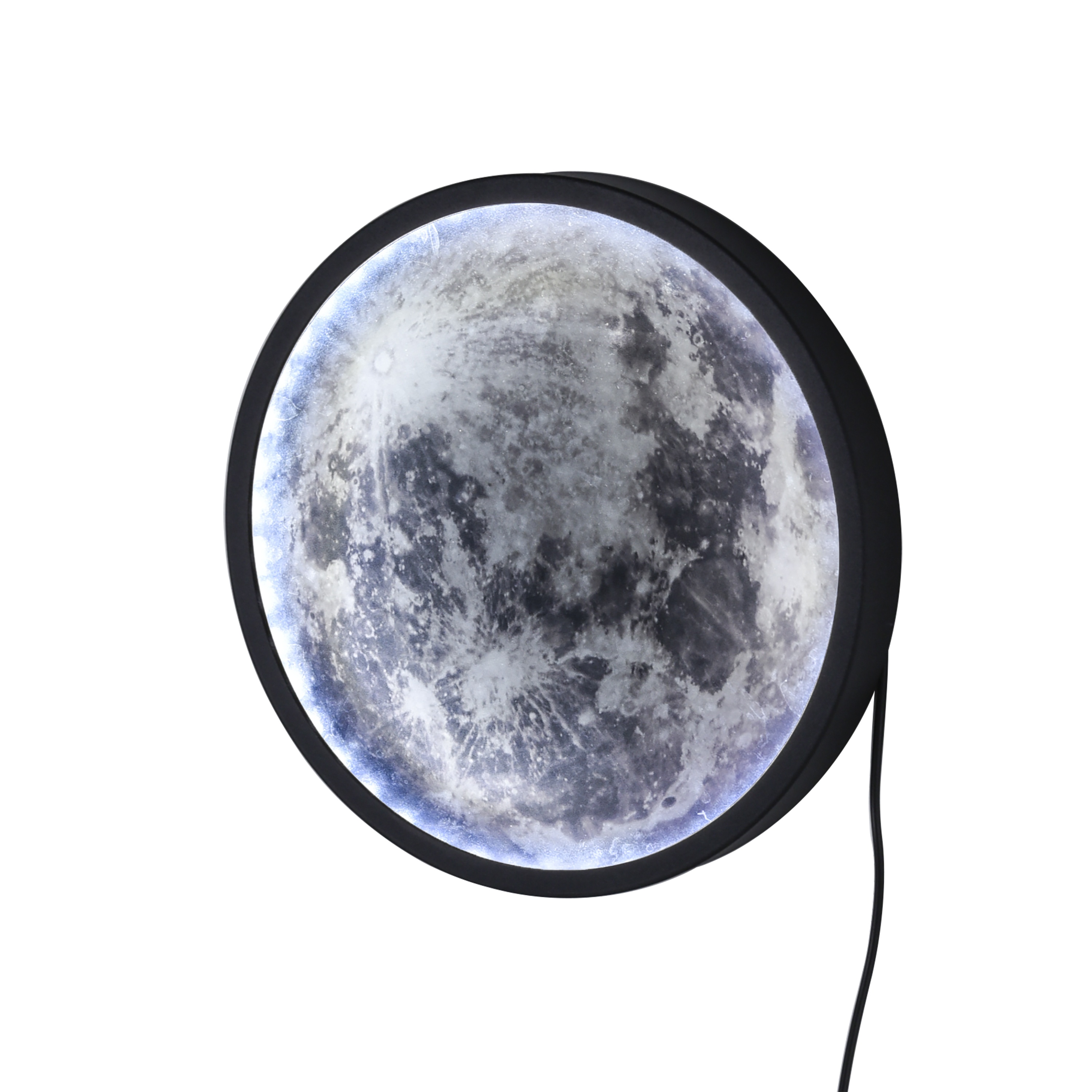 Greenfrom Round Shape Decoration Wall Mounted Luna Moon Mirror Hanging LED Lighted Mirror