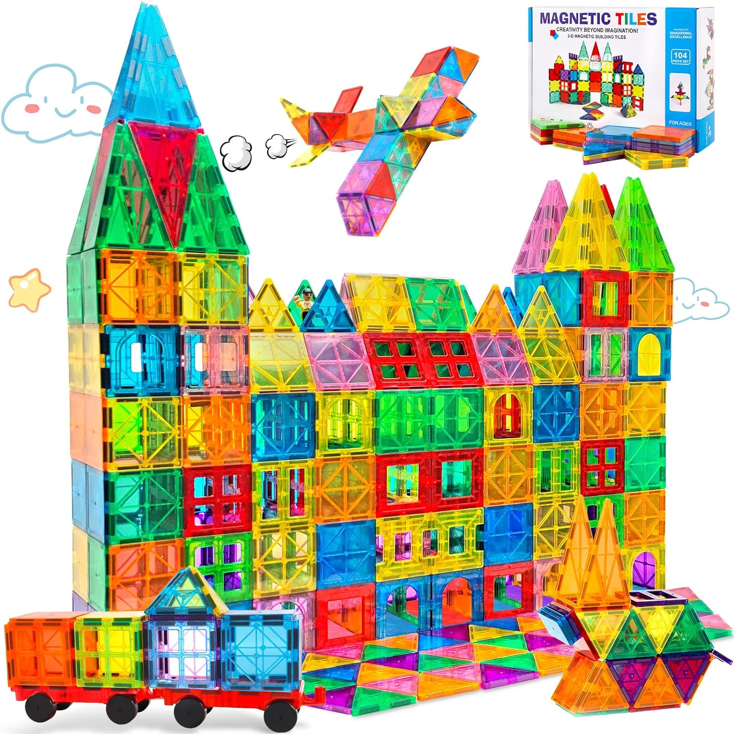 Wholesale 3D Colorful Magnetic buildings Tiles DIY Construction Educational Toys for Unisex Children Aged 5-7 Made of Plastic