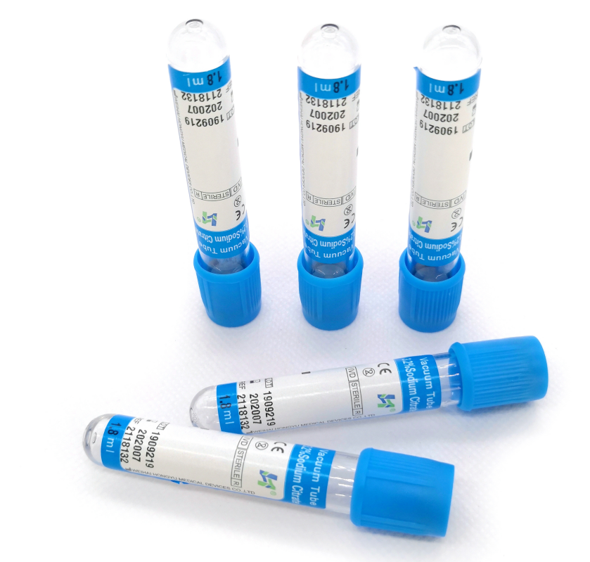 Disposable vacuum blood collection tube blood collection tubes manufacturer 3.2% 3.8% Sodium Citrate Blue cap