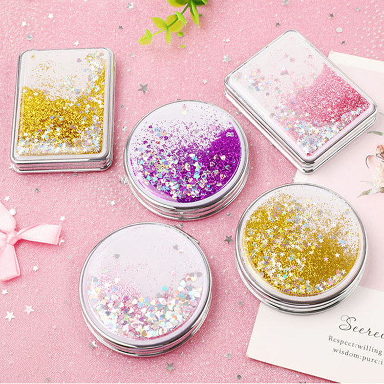 Custom Logo mini small hand mirror double sides makeup cosmetic mirror