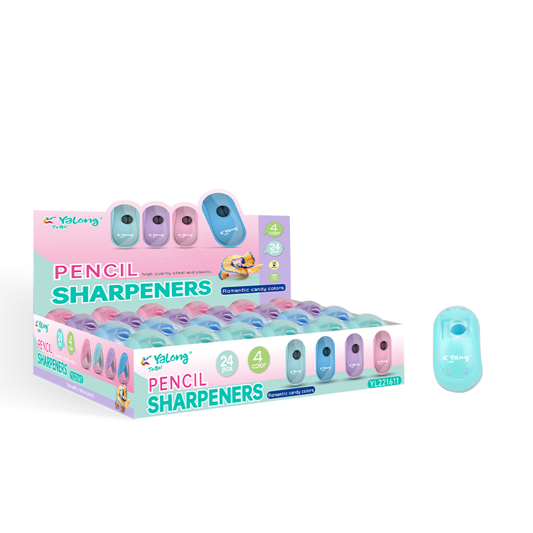 Yalong New Cute Candy Colors Pencil Sharpeners Custom Plastic Sharpener For Kids School Supplies Stationery