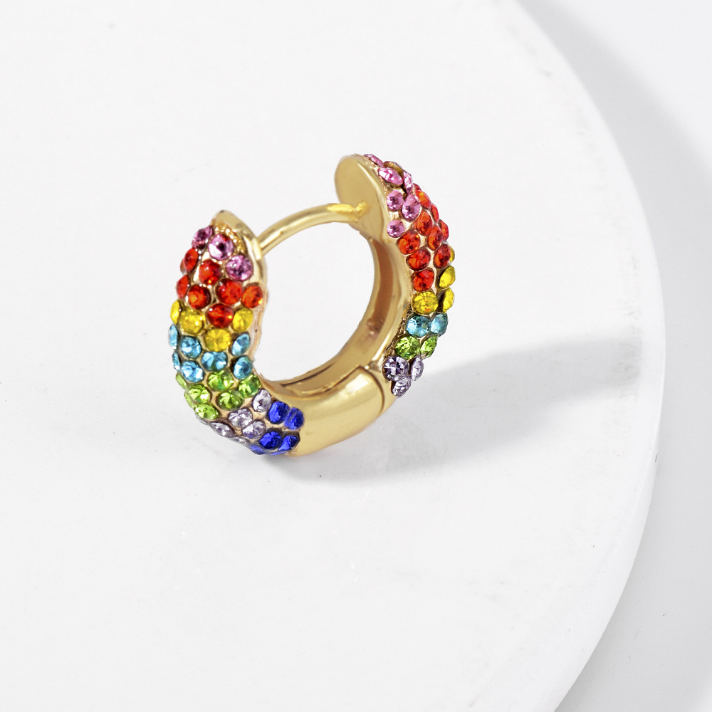New Fashion Copper Circle Czech Rhinestone Fashion Stud Earrings for women