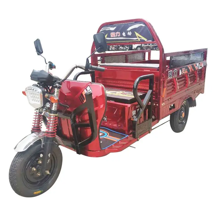 Motorized 1200W 60V loading 1000kg cargo electric tricycles with open cabin used in farm