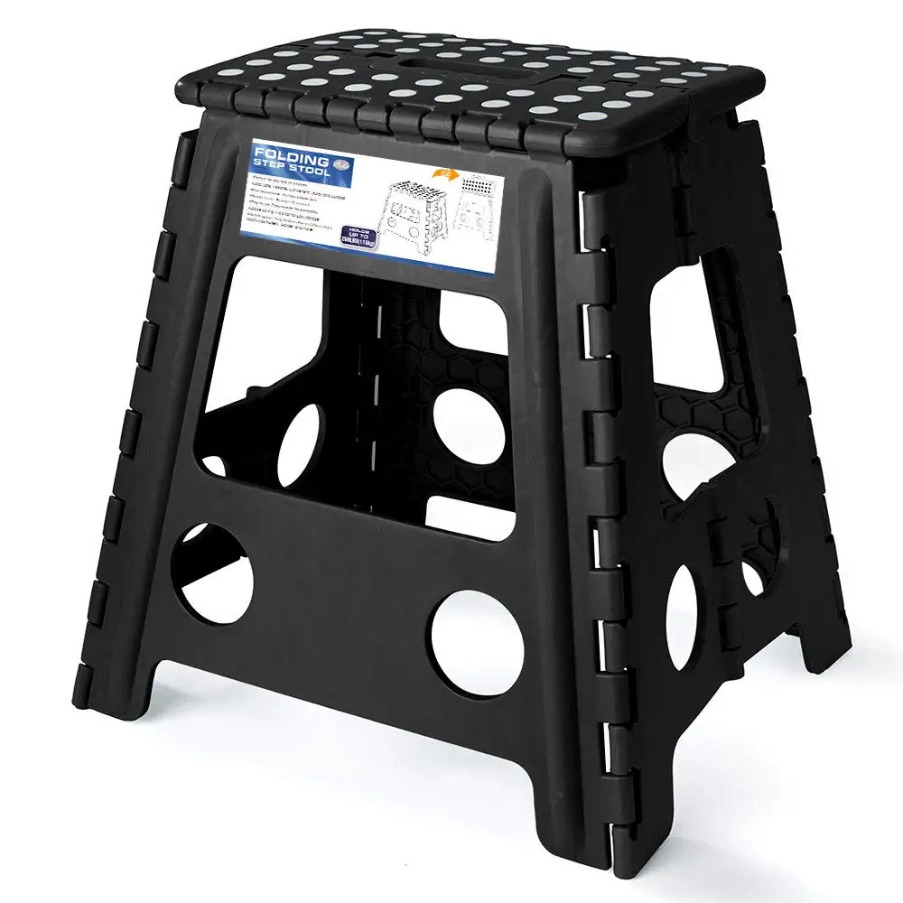 16 Inches Super Strong Folding Step Stool For Adults, Kitchen Stepping Stools, Garden Step Stool Black