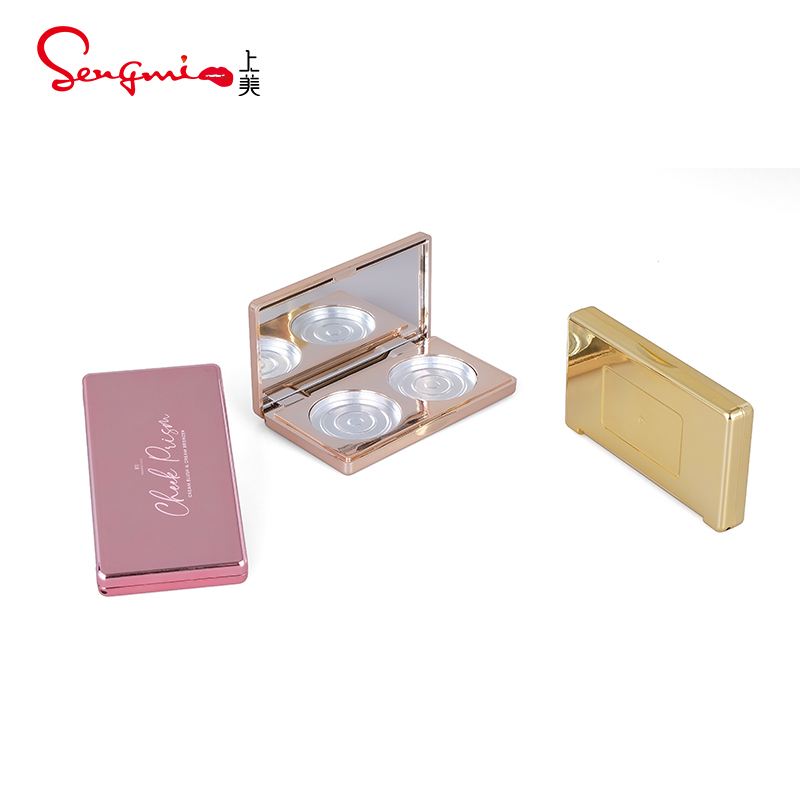 High quality Two color Magnetic Aluminum Pan Packaging Case makeup Private Label Custom Empty Eyeshadow Palette