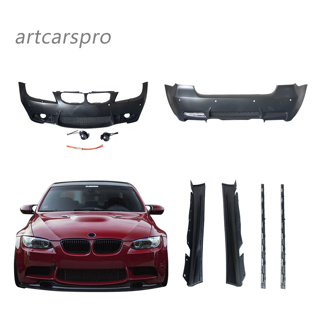 Передний и задний бампер для BMW E90 2005-2012 M3 PP, комплект кузова с боковой юбкой, автомобильные бамперы